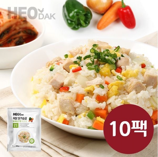 CJ프레시마켓,허닭 닭가슴살 야채 곤약볶음밥 (250g) 10팩 세트