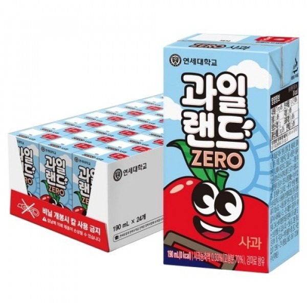 ★타임특가★ [연세유업] 과일랜드 ZERO 사과 190ml 24팩