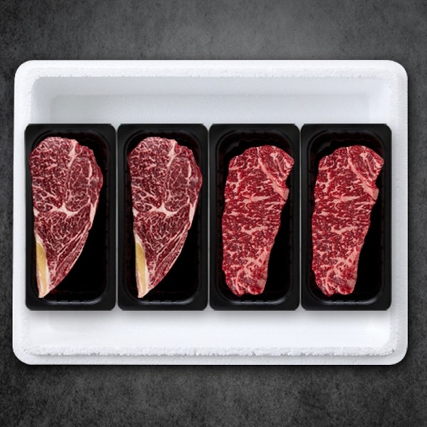 CJ프레시마켓,[명우한우] 한우1등급 냉장 선물세트 0.8kg (등심 400g, 채끝 400g) - 면세