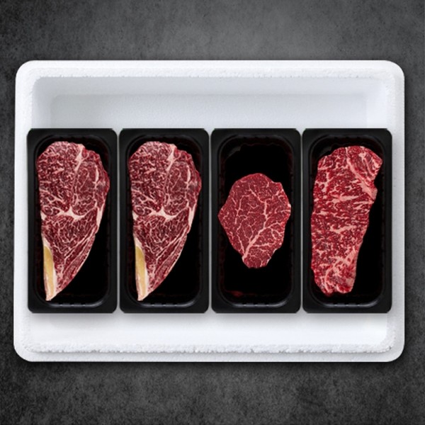 CJ프레시마켓,[명우한우] 한우1+등급 냉장 선물세트 1.2kg (등심 600g, 안심 300g, 채끝 300g) -면세