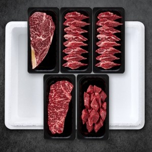 [명우한우] 한우1+등급 냉장 선물세트 1.2kg (등심 300g, 갈비살 300g, 채끝 300g, 국거리 300g) - 면세