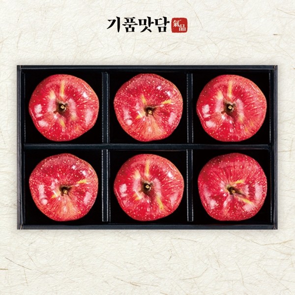 CJ프레시마켓,[기품맛담] 명품 고당도 사과 선물세트 2호 (6입/특대과 2.4kg내외)