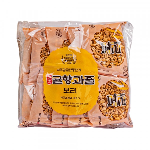 CJ프레시마켓,제주 신효 귤향과즐 보리 280g(28g x 10개입) 기념품 여행선물 답례품 명절선물