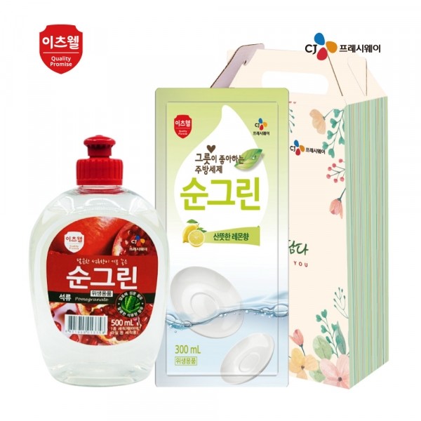 CJ프레시마켓,CJ이츠웰 순그린500ml,순그린리필300ml 2종세트