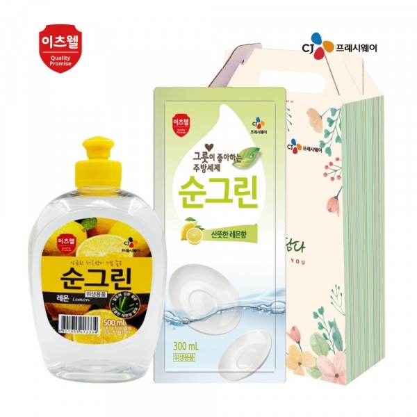 CJ프레시마켓,CJ이츠웰 순그린500ml,순그린리필300ml 2종세트